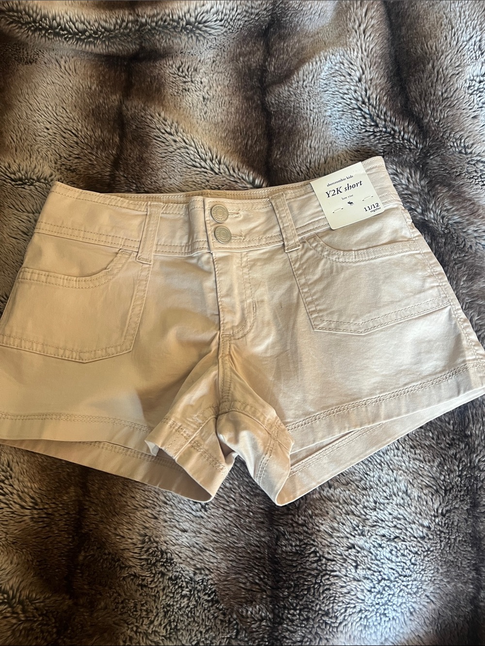 abercrombie kids Beige Y2K Double-Button shorts